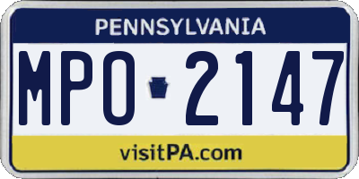 PA license plate MPO2147
