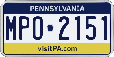 PA license plate MPO2151