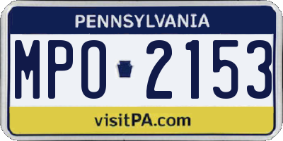 PA license plate MPO2153