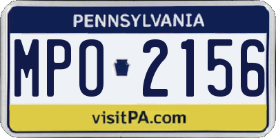 PA license plate MPO2156