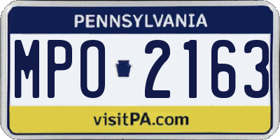 PA license plate MPO2163