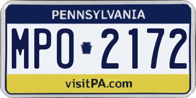 PA license plate MPO2172