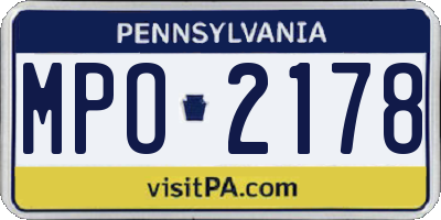 PA license plate MPO2178