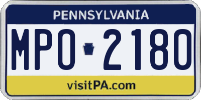 PA license plate MPO2180