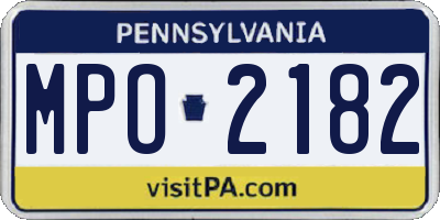 PA license plate MPO2182