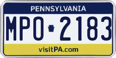 PA license plate MPO2183