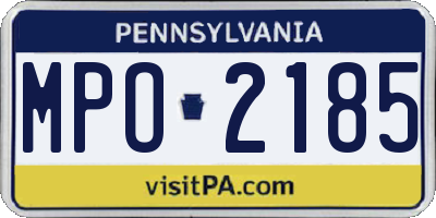 PA license plate MPO2185
