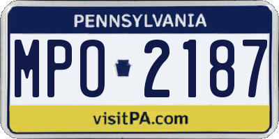 PA license plate MPO2187