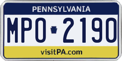 PA license plate MPO2190