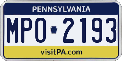 PA license plate MPO2193