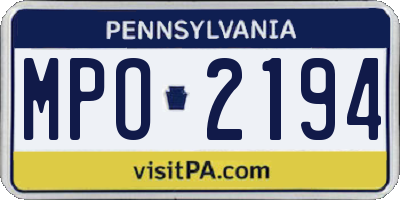 PA license plate MPO2194