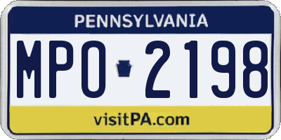 PA license plate MPO2198