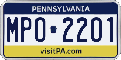 PA license plate MPO2201
