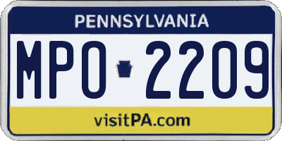 PA license plate MPO2209