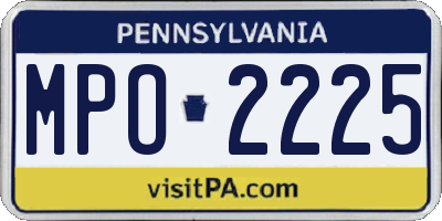 PA license plate MPO2225