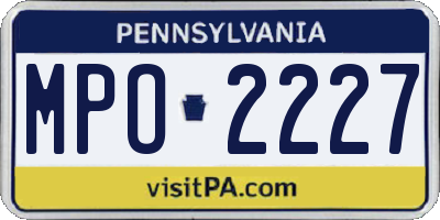 PA license plate MPO2227