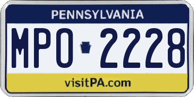 PA license plate MPO2228