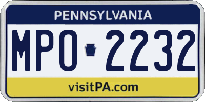 PA license plate MPO2232