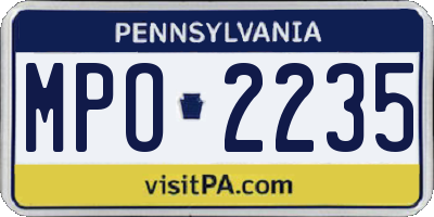 PA license plate MPO2235