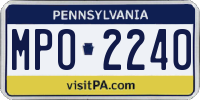 PA license plate MPO2240