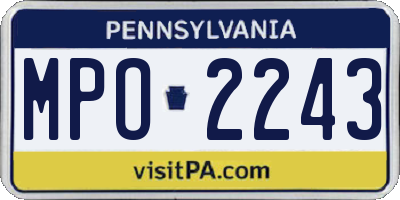 PA license plate MPO2243