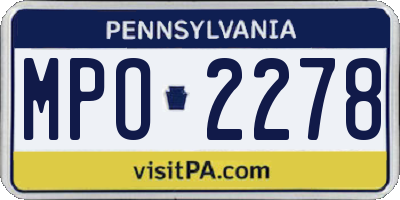 PA license plate MPO2278