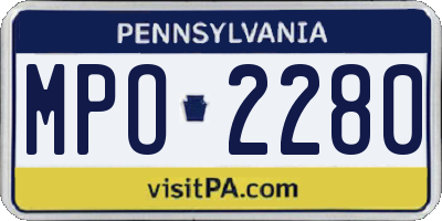 PA license plate MPO2280