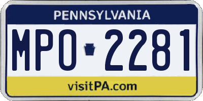 PA license plate MPO2281