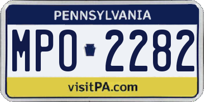PA license plate MPO2282