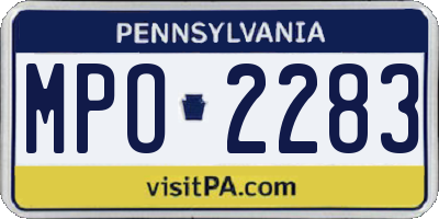 PA license plate MPO2283