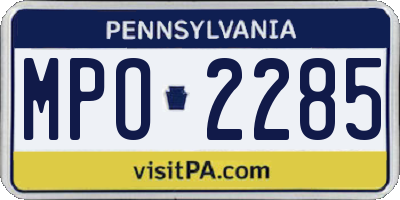 PA license plate MPO2285