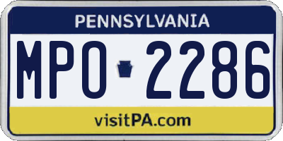 PA license plate MPO2286