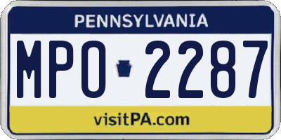 PA license plate MPO2287
