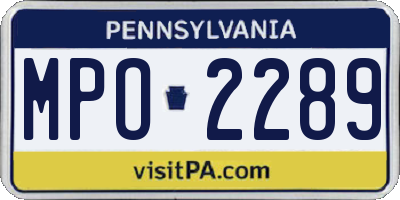 PA license plate MPO2289