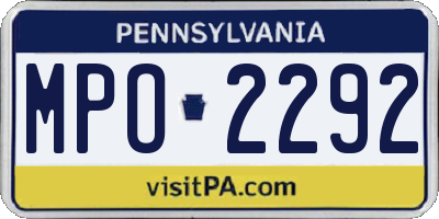 PA license plate MPO2292