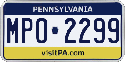 PA license plate MPO2299