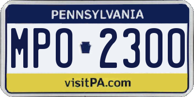 PA license plate MPO2300