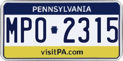 PA license plate MPO2315