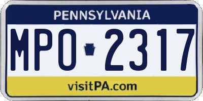 PA license plate MPO2317
