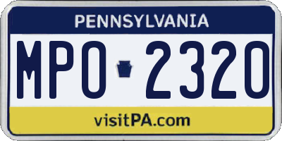 PA license plate MPO2320