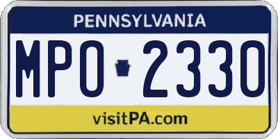 PA license plate MPO2330