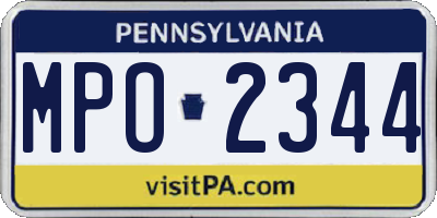 PA license plate MPO2344
