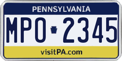 PA license plate MPO2345