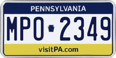 PA license plate MPO2349