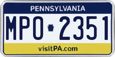 PA license plate MPO2351
