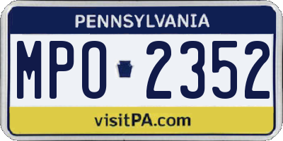 PA license plate MPO2352