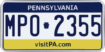 PA license plate MPO2355