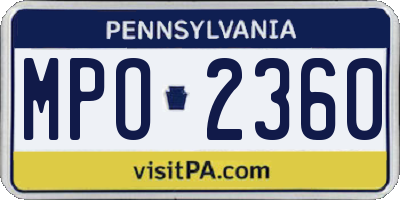PA license plate MPO2360