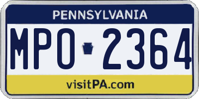 PA license plate MPO2364