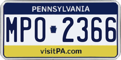 PA license plate MPO2366